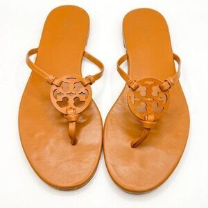 Tory Burch Aged Camello Miller Knotted Leather Sandal, Size 8.5
